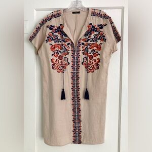 THML Embroidered Beige Dress M